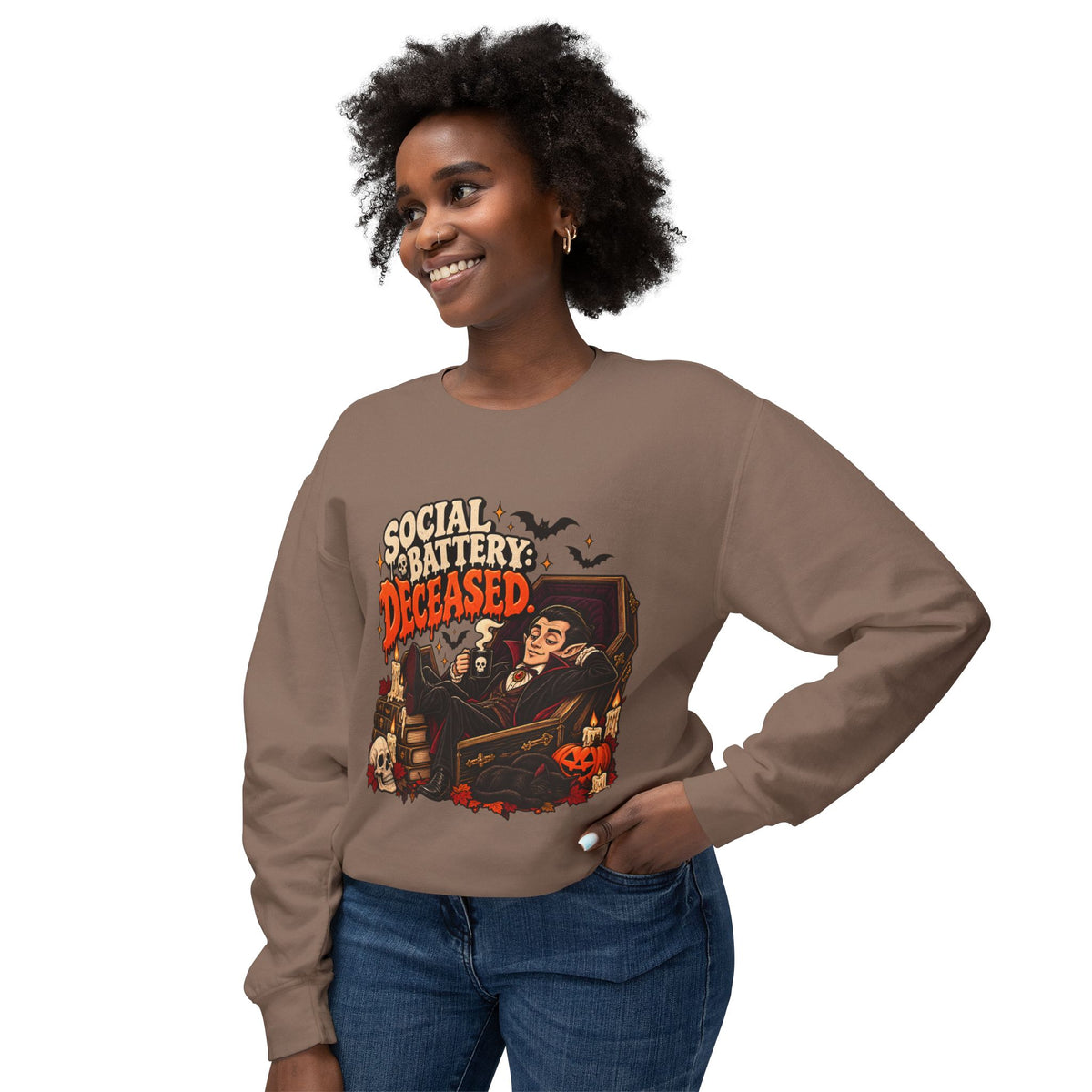Social Battery Deceased Graphic Sweatshirt