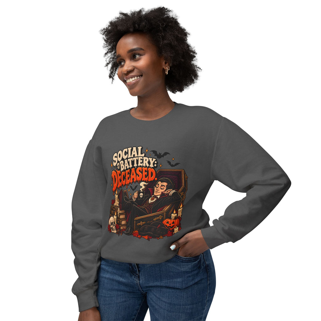 Social Battery Deceased Graphic Sweatshirt