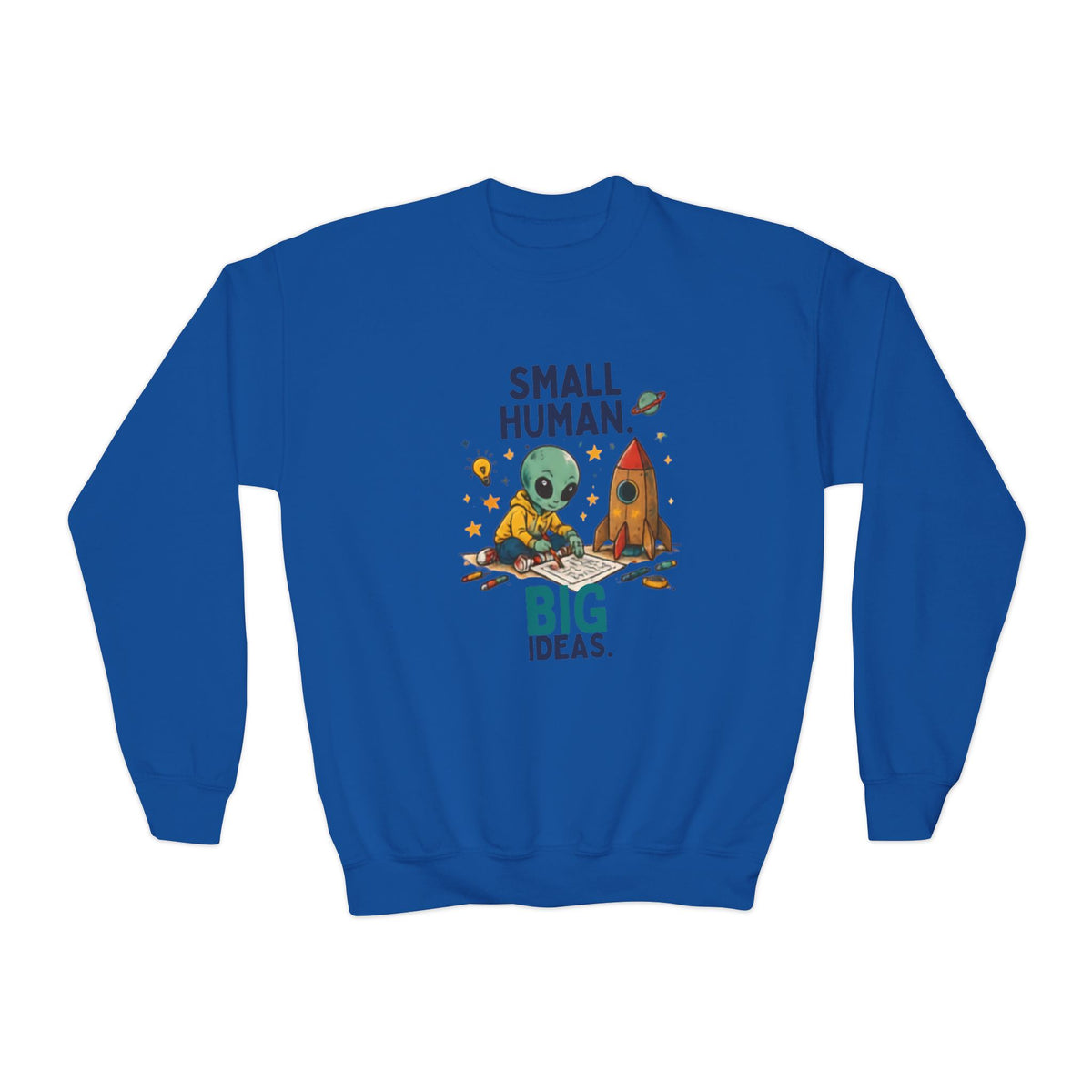 Small Human Big Ideas sweatshirt | Kids Space Alien Rocket crewneck