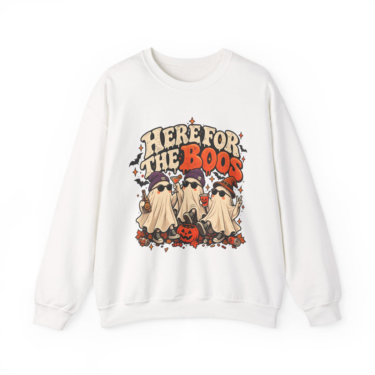 Here for the Boos Halloween Ghosts Crewneck Sweatshirt