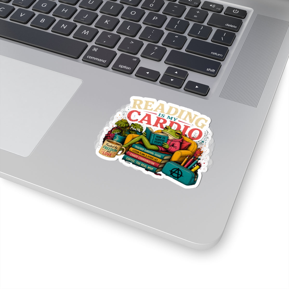Reading Is My Cardio Sticker | Frog Reading on Armchair, Book Lover
