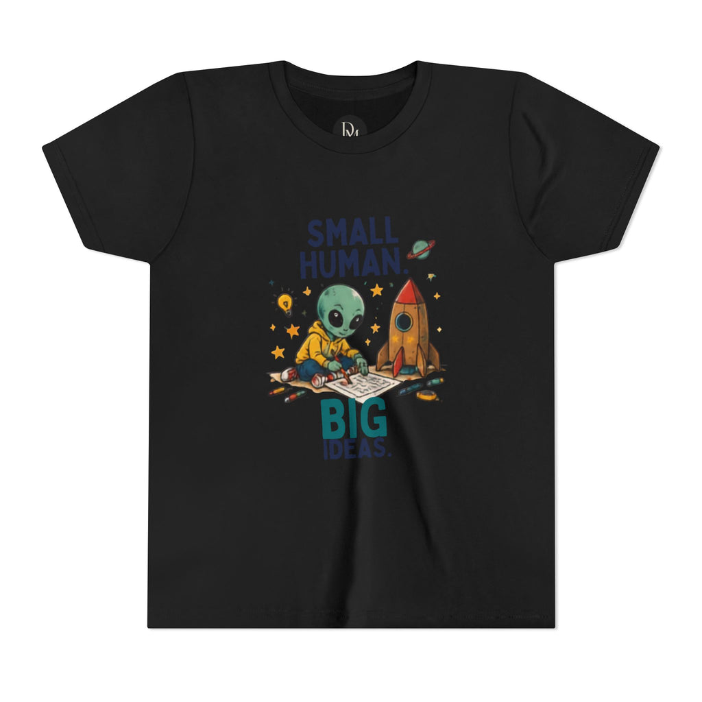 Small Human Big Ideas Youth Tee | Cute Alien Rocket Kids Shirt