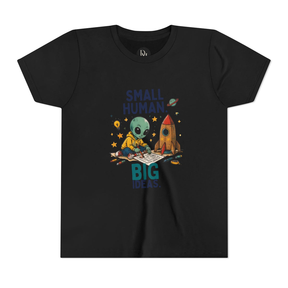 Small Human Big Ideas Youth Tee | Cute Alien Rocket Kids Shirt