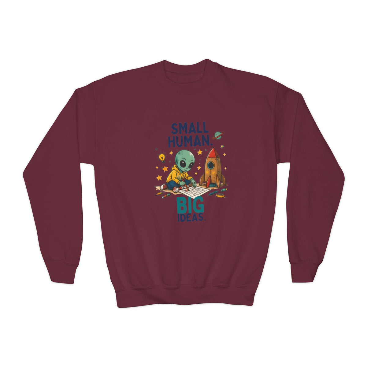 Small Human Big Ideas sweatshirt | Kids Space Alien Rocket crewneck