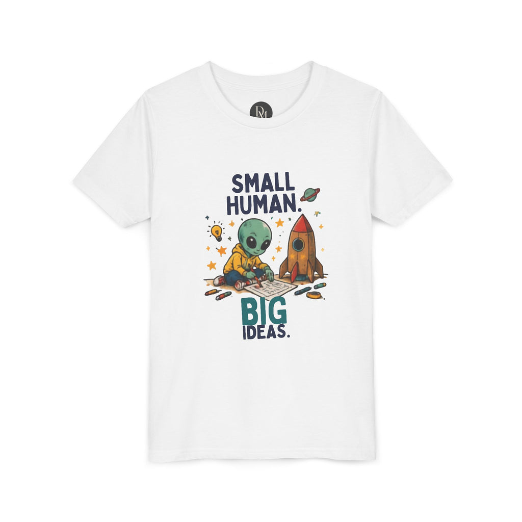 Small Human Big Ideas Youth Tee | Cute Alien Rocket Kids Shirt
