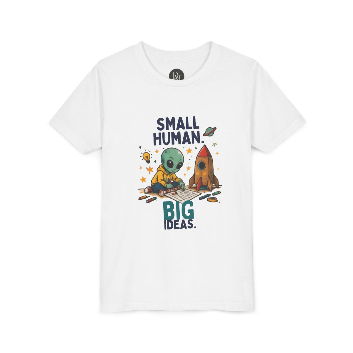 Small Human Big Ideas Youth Tee | Cute Alien Rocket Kids Shirt