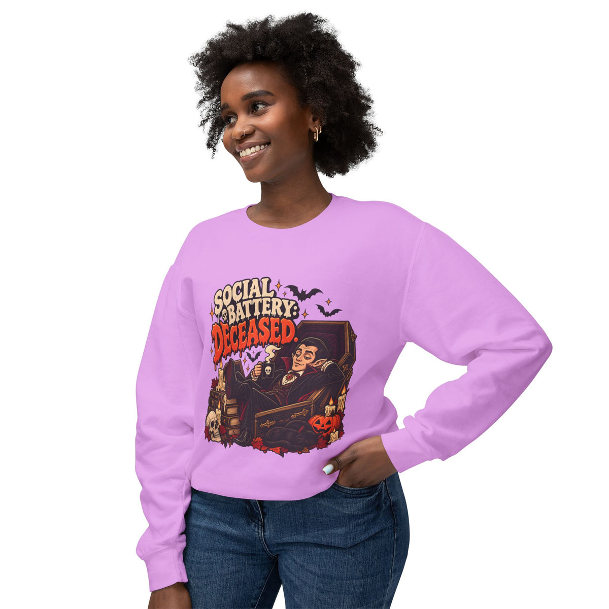 Social Battery Deceased Graphic Sweatshirt