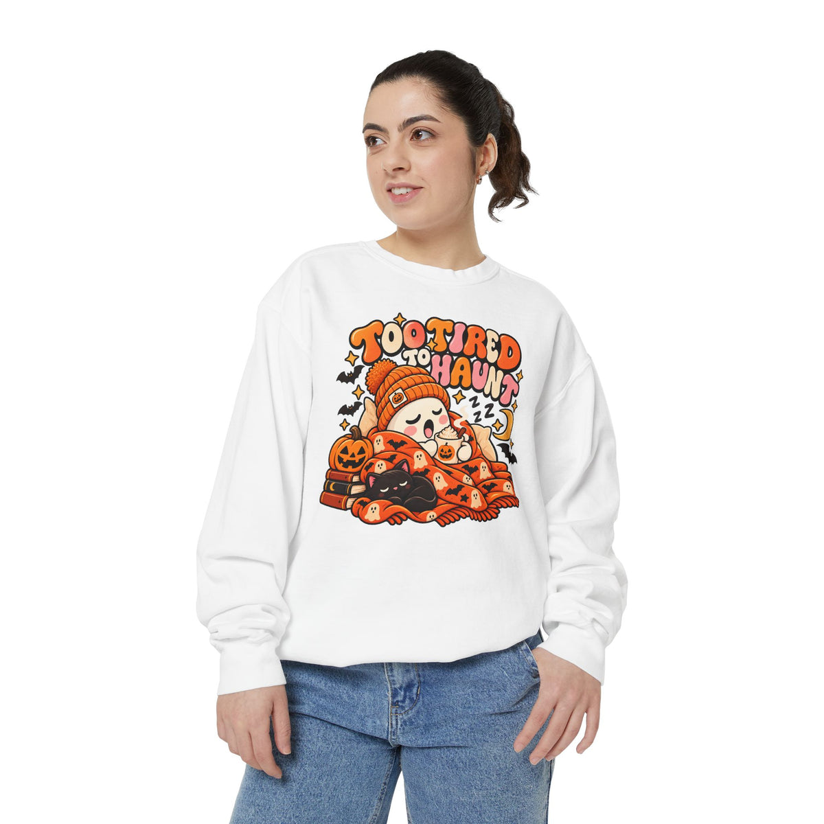 Too Tired To Haunt Halloween Ghost Sweatshirt