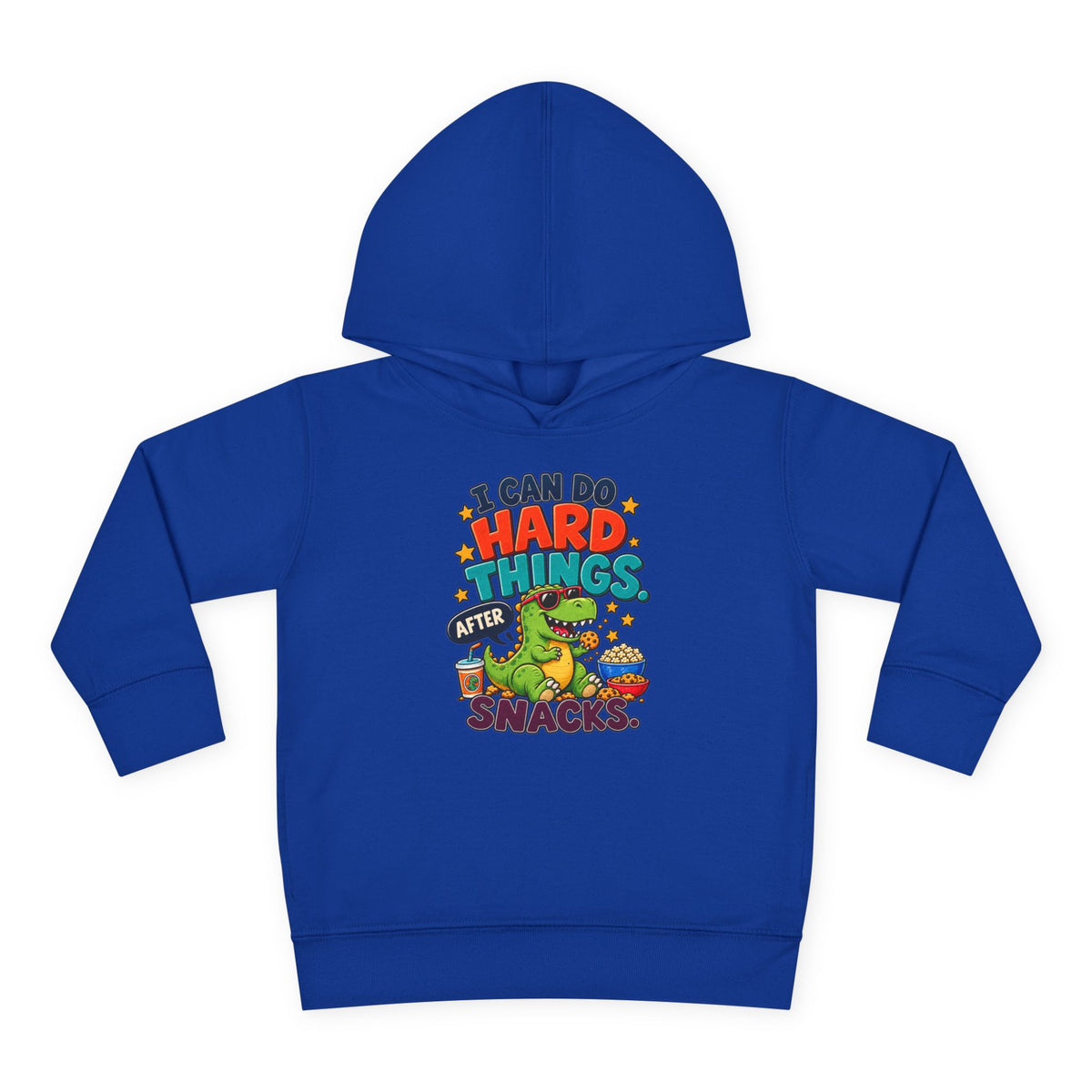 Toddler Hoodie – “I Can Do Hard Things After Snacks” Motivational Dinosaur Pullover