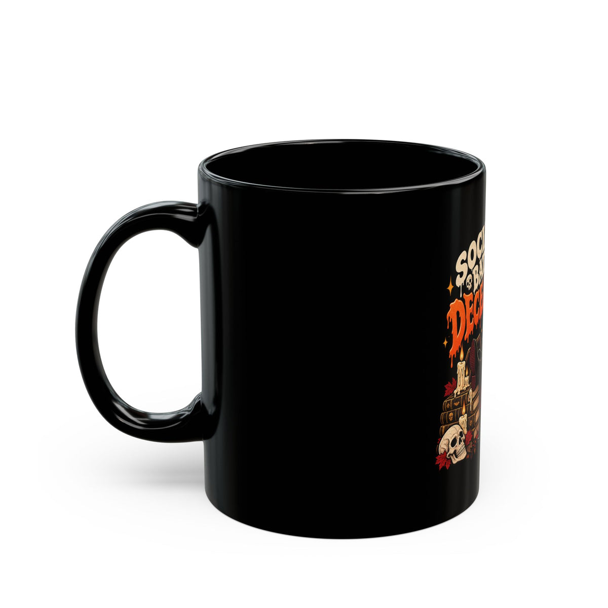 Social Battery Deceased Halloween Gothic Black Mug