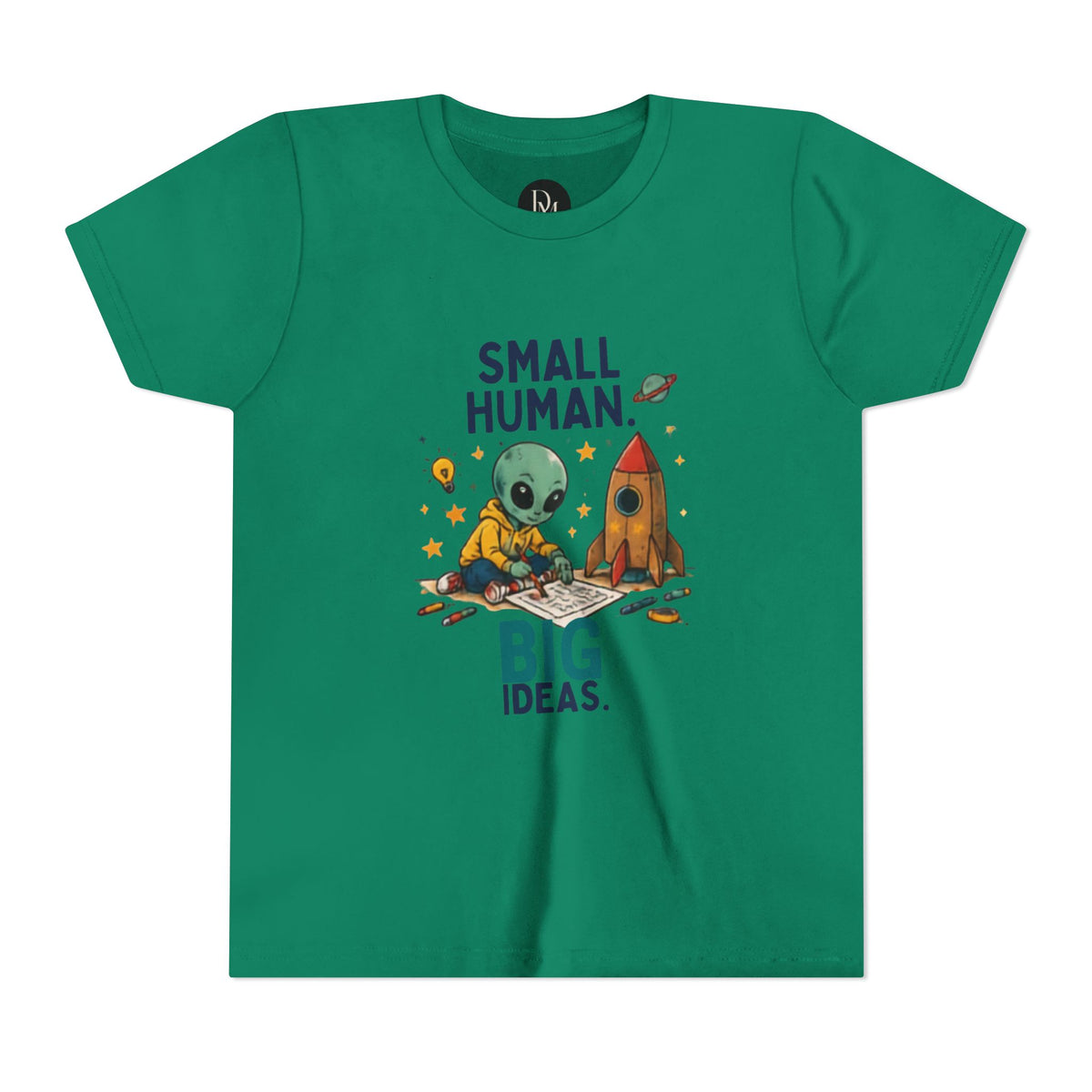 Small Human Big Ideas Youth Tee | Cute Alien Rocket Kids Shirt