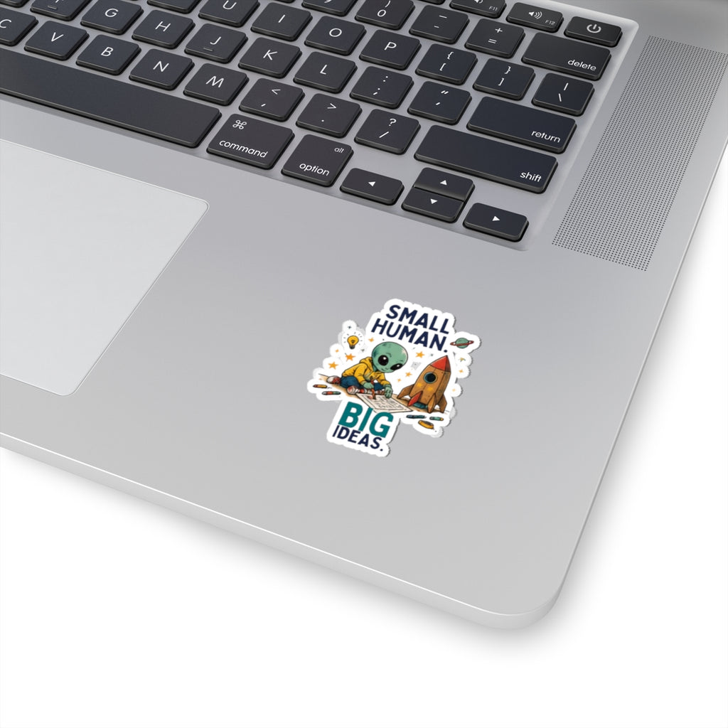 Small Human Big Ideas alien kid sticker | kiss-cut vinyl laptop decal