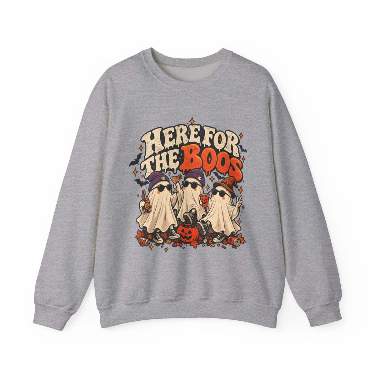 Here for the Boos Halloween Ghosts Crewneck Sweatshirt