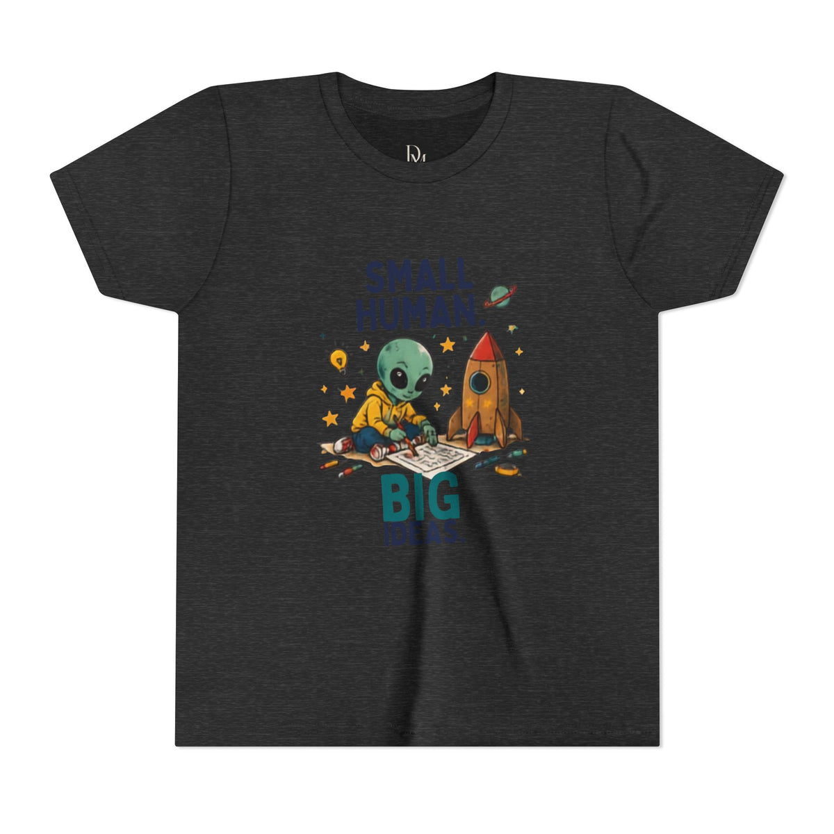 Small Human Big Ideas Youth Tee | Cute Alien Rocket Kids Shirt