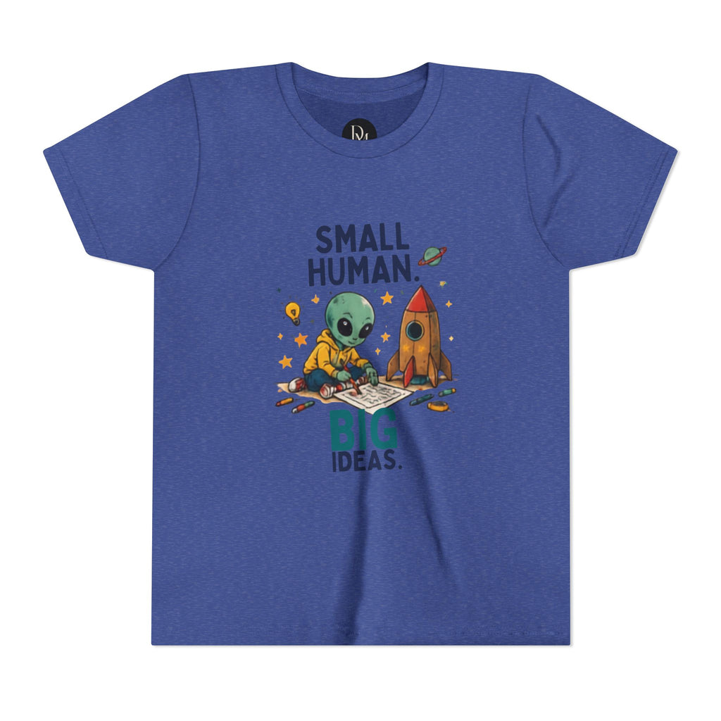 Small Human Big Ideas Youth Tee | Cute Alien Rocket Kids Shirt