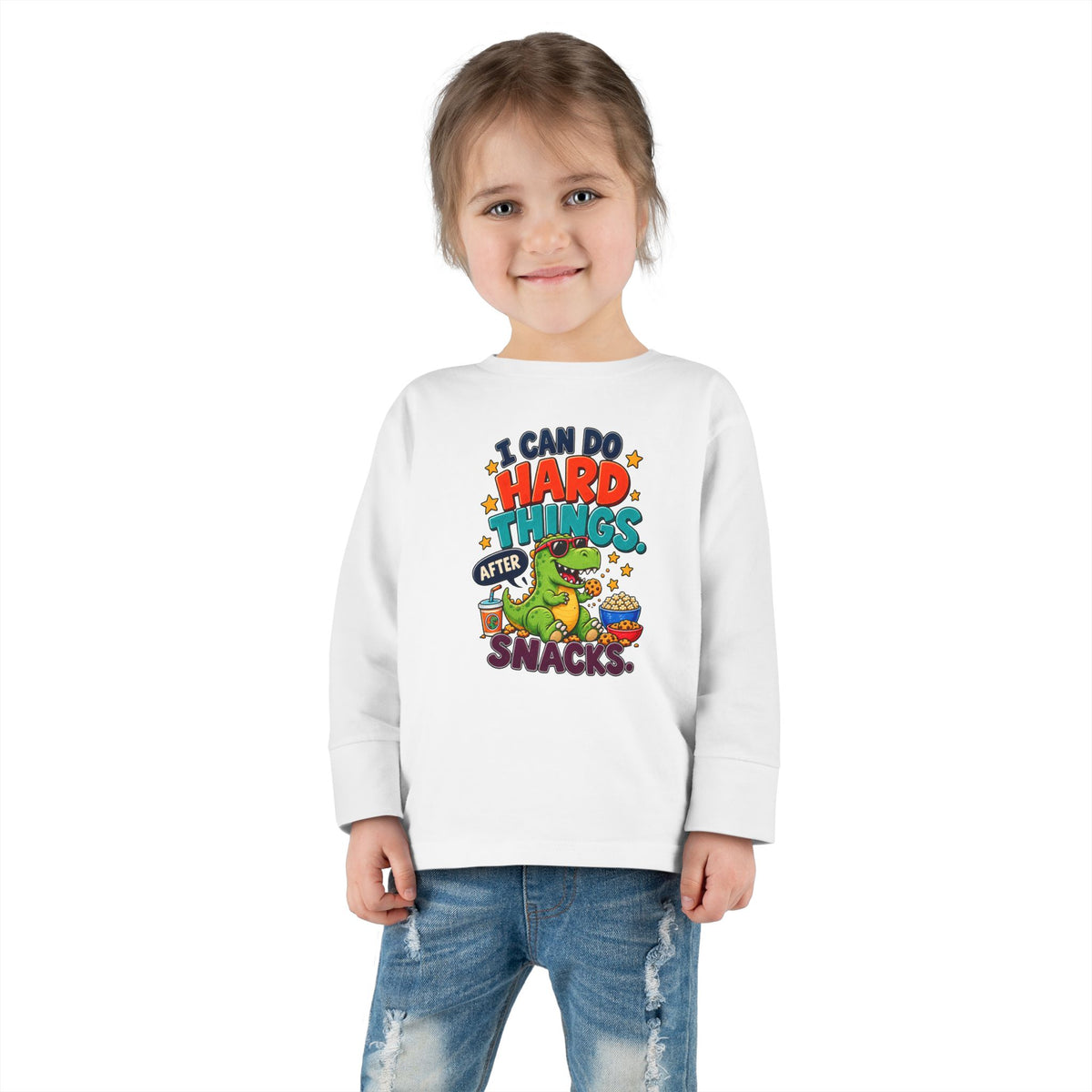 I Can Do Hard Things After Snacks Toddler Long Sleeve Tee