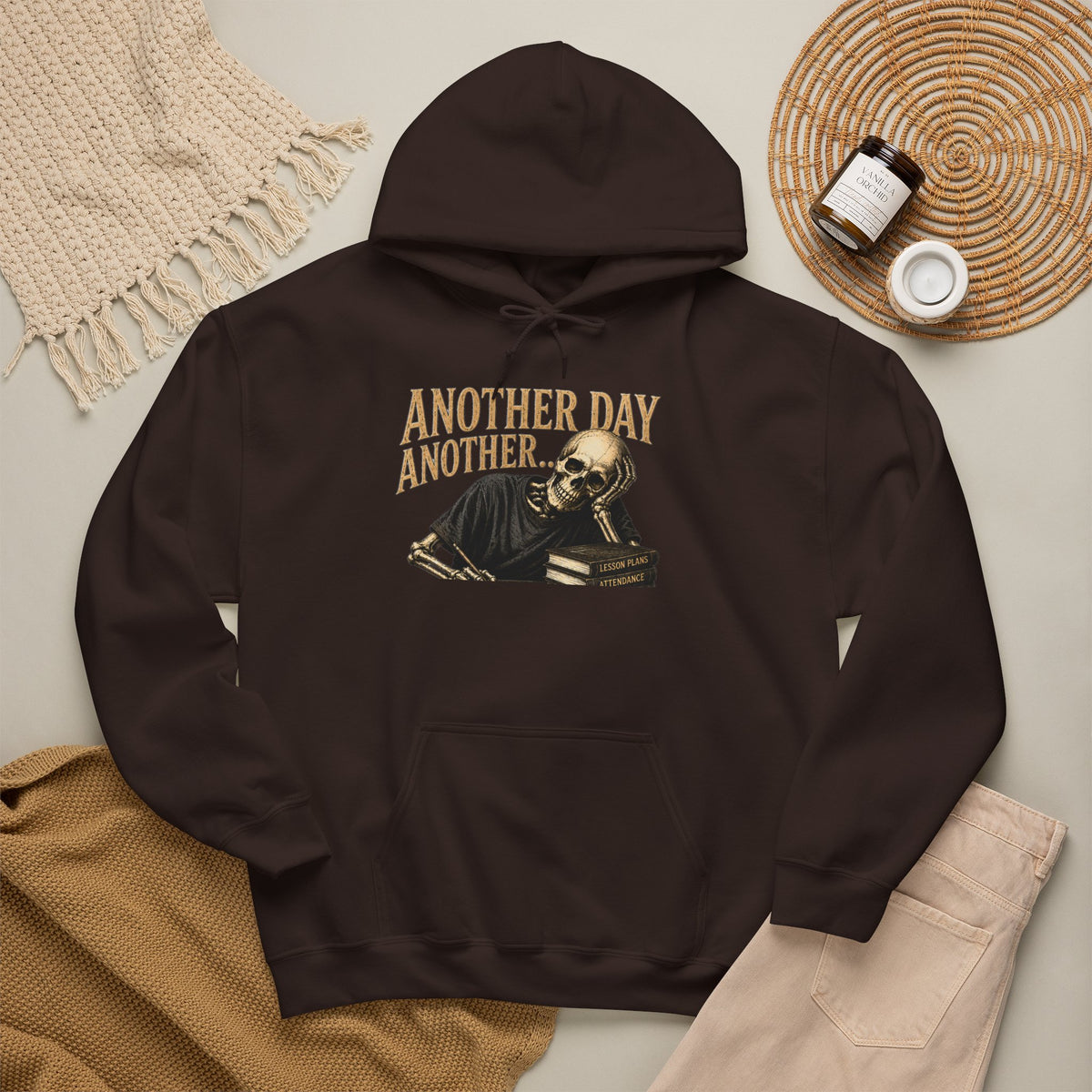 Another Day Another Debt Hoodie | Skeleton Reading Books Graphic