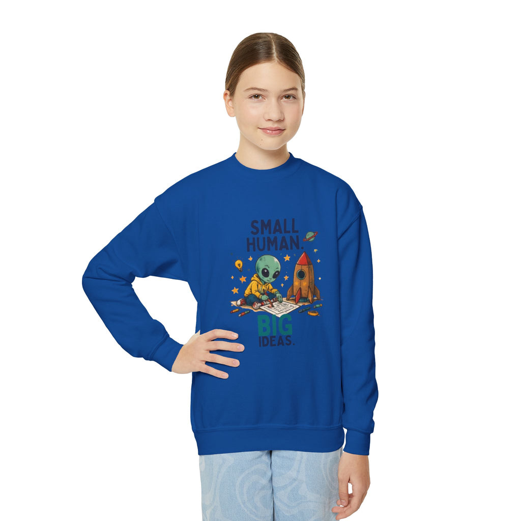 Small Human Big Ideas sweatshirt | Kids Space Alien Rocket crewneck