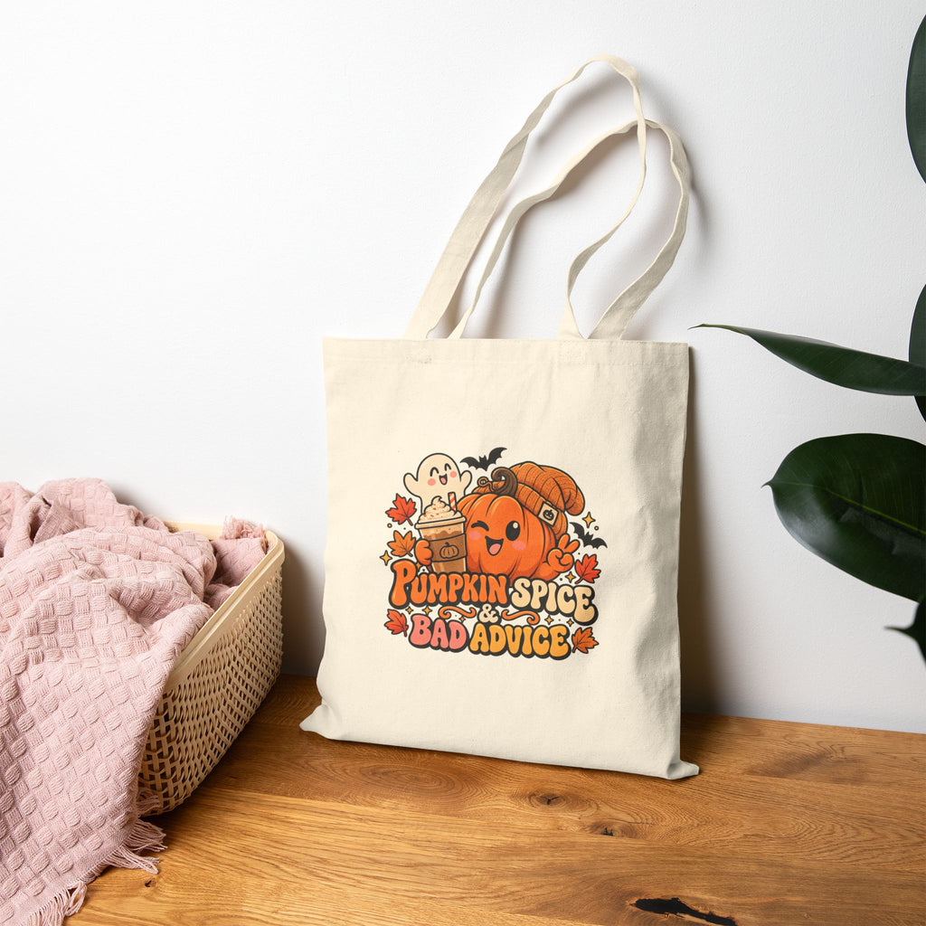 Pumpkin Spice Bad Advice Halloween Canvas Tote Bag