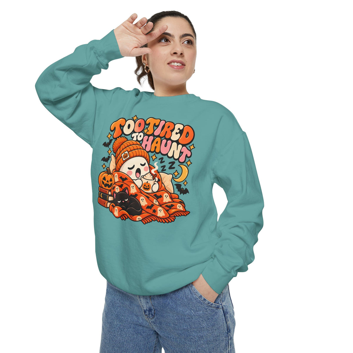 Too Tired To Haunt Halloween Ghost Sweatshirt