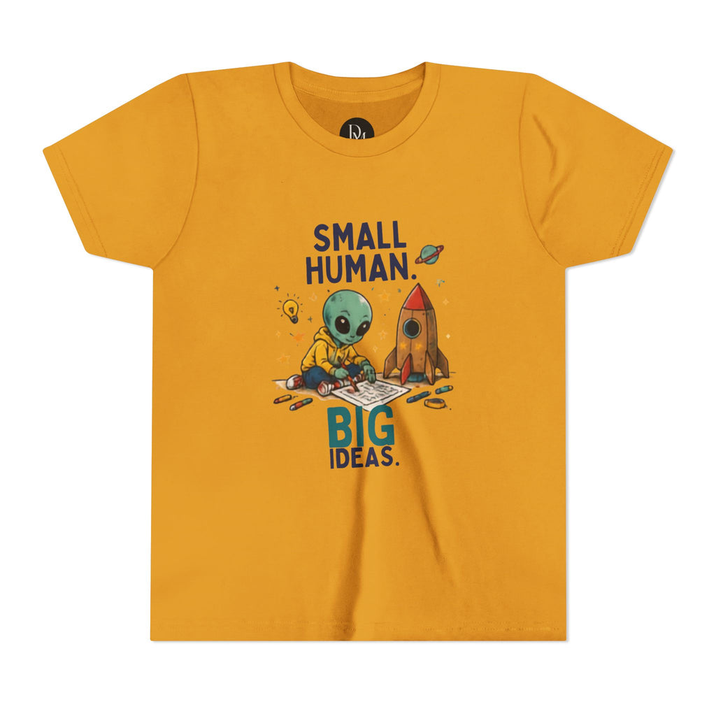 Small Human Big Ideas Youth Tee | Cute Alien Rocket Kids Shirt