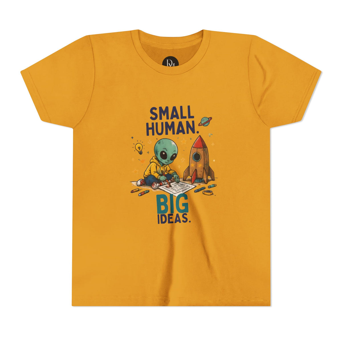 Small Human Big Ideas Youth Tee | Cute Alien Rocket Kids Shirt