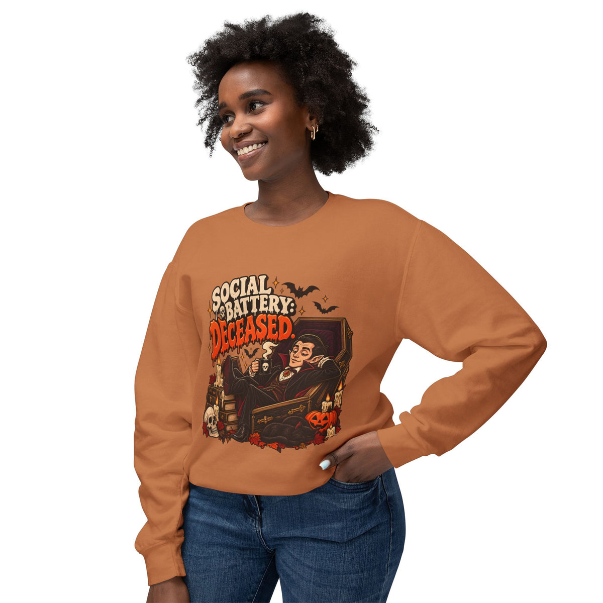 Social Battery Deceased Graphic Sweatshirt
