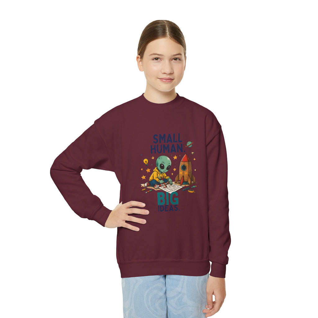 Small Human Big Ideas sweatshirt | Kids Space Alien Rocket crewneck